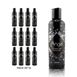 Angel Dust Allure sanitary care liquid solidifier pack of 12 bottles, product bundle image.