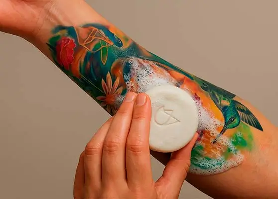 Tattoo soap during use