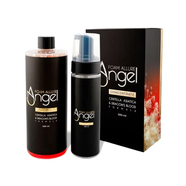 Angel Foam Allure Concentrate 500 ml with refillable foam bottle and box packaging on a white background.