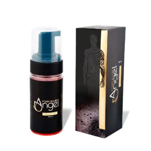 Angel Foam Allure tattoo aftercare foam cleanser 100 ml bottle with retail box, black and gold packaging on white background.